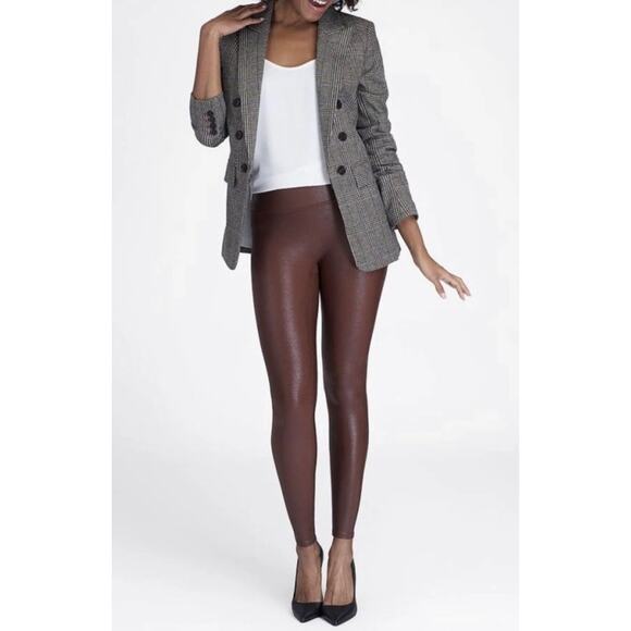 SPANX Mahogany Faux Leather Leggings Women's S - Picture 1 of 13